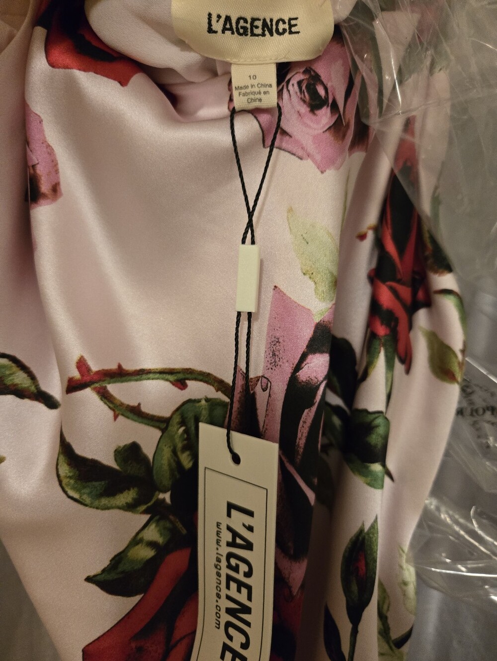 L'agence Seridie Silk Slip Dress, Pink Multi Romantic Rose Size 10 - Picture 5 of 6
